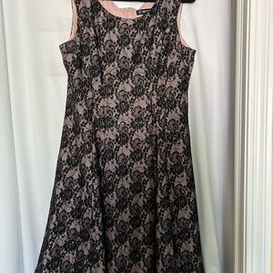 INC International Concepts Black and Pink Lace Midi Dress